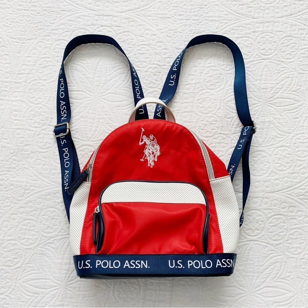 U.S. Polo Assn. Nylon Logo‎ Backpack, Red / White / Blue
